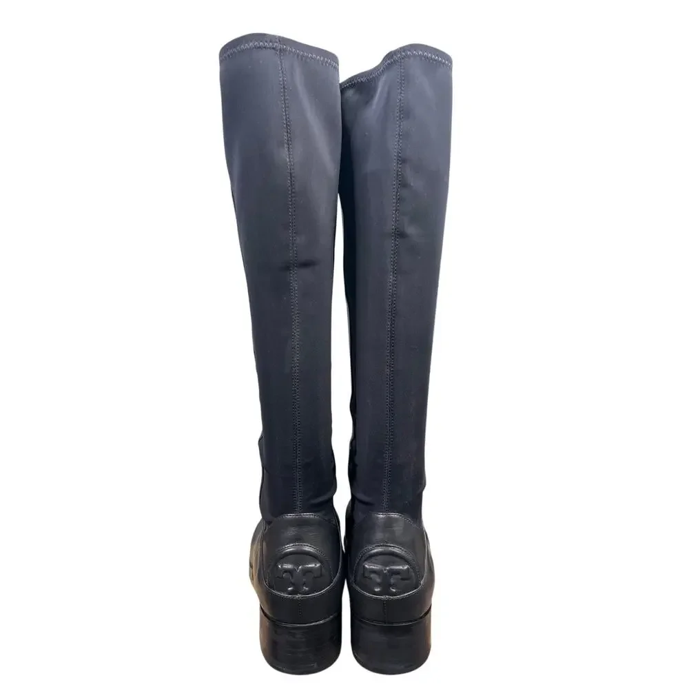 Tory Burch Women’s Caitlyn Black Leather Stretch Riding Boot Size US 9.5